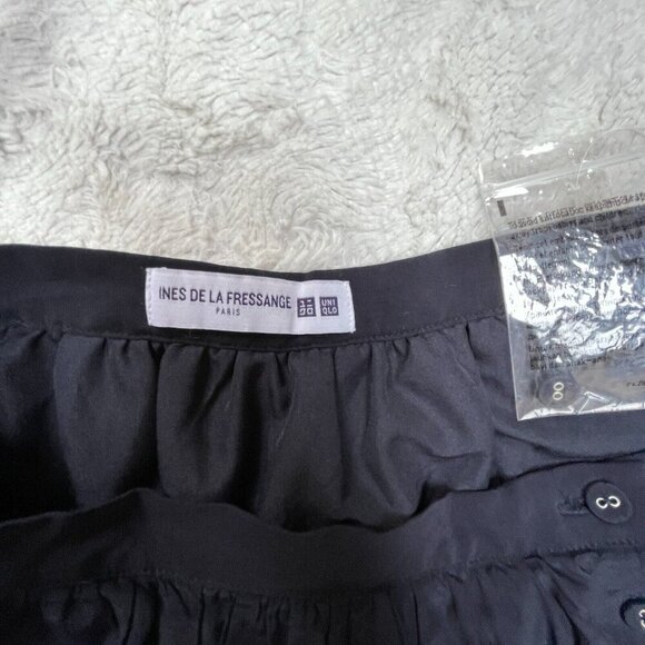 Uniqlo Ines De La Fressange Women's Size 6 Black Button-Front Pleated Midi Skirt - Picture 2 of 8